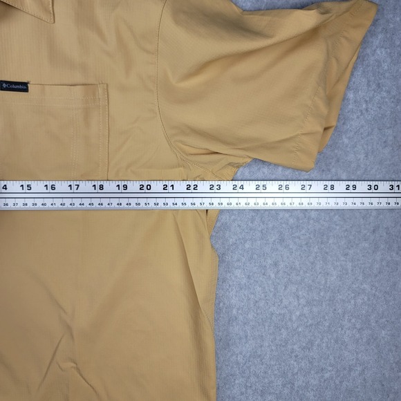 Columbia Red Eagle Lake Short Sleeve Shirt Men's Med Yellow Omni-Shade Polyester - Picture 2 of 7